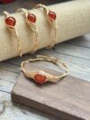 Carnelian Eye-Shaped Wire-Wrapped Bracelet - Image 2