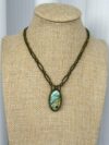 Green-Blue-Gold Flash Labradorite Necklace with Green Cord - Image 4