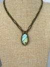 Green-Blue-Gold Flash Labradorite Necklace with Green Cord - Image 2