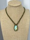 Green-Blue-Gold Flash Labradorite Necklace with Green Cord
