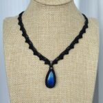 Blue Labradorite Necklace with Black Cord