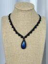 Blue Labradorite Necklace with Black Cord