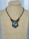 Green Labradorite Necklace with Brown Cord - Image 4