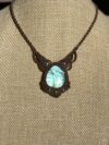 Green Labradorite Necklace with Brown Cord - Image 2