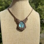 Green Labradorite Necklace with Brown Cord