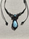 High-Quality Larimar Necklace with Black Cord - Image 3
