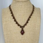 Garnet Necklace with Brown Cord