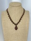 Garnet Necklace with Brown Cord