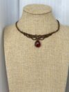 Garnet Choker Necklace with Brown Cord - Image 2
