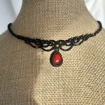 Garnet Choker Necklace with Black Cord