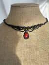 Garnet Choker Necklace with Black Cord