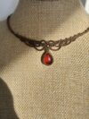 Garnet Choker Necklace with Brown Cord