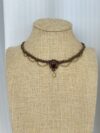 Garnet Choker Necklace with Brown Cord
