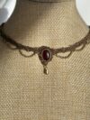 Garnet Choker Necklace with Brown Cord - Image 2
