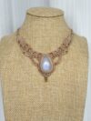 Moonstone Necklace with Beige Cord - Image 5