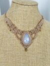 Moonstone Necklace with Beige Cord - Image 2