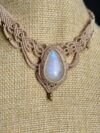 Moonstone Necklace with Beige Cord - Image 4