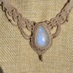 Moonstone Necklace with Beige Cord