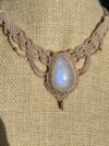 Moonstone Necklace with Beige Cord