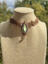 Multi Flash Labradorite Necklace with Brown Cord