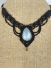 Moonstone Necklace with Black Cord - Image 2