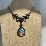 Rainbow Flash Labradorite Necklace with Black Cord