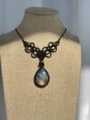 Rainbow Flash Labradorite Necklace with Black Cord