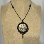 Labradorite Pentagram Necklace with Black Cord