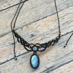 Labradorite Necklace with Black Cord