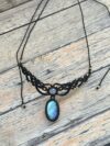 Labradorite Necklace with Black Cord