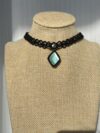 Light Blue Green Flash Labradorite Choker with Black Cord