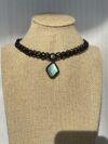 Light Blue Green Flash Labradorite Choker with Black Cord - Image 4