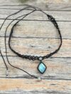 Light Blue Green Flash Labradorite Choker with Black Cord - Image 3