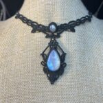 Moonstone Necklace with Black Cord