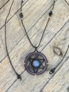 Star of David Moonstone with Black and Purple Cord - Image 2