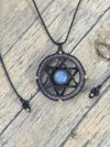 Star of David Moonstone with Black and Purple Cord