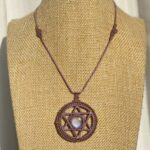 Star of David Moonstone with Purple Cord