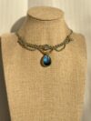 Deep Blue Flash Labradorite Necklace with Green Cord