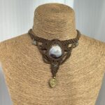 Multicolor Labradorite Choker with Brown Cord