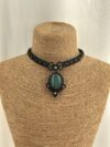 Green Labradorite Choker with Black Cord