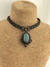 Green Labradorite Choker with Black Cord - Image 3