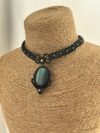 Green Labradorite Choker with Black Cord - Image 4