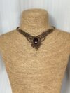 Garnet Choker with Brown Cord