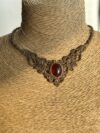 Garnet Choker with Brown Cord