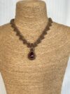 Garnet Necklace with Brown Cord - Image 4