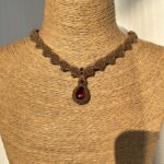 Garnet Necklace with Brown Cord