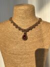 Garnet Necklace with Brown Cord