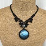 Blue Flash Labradorite with Black Cord