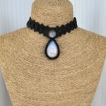 Moonstone Necklace with Black Cord