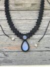 Moonstone Necklace with Black Cord - Image 2